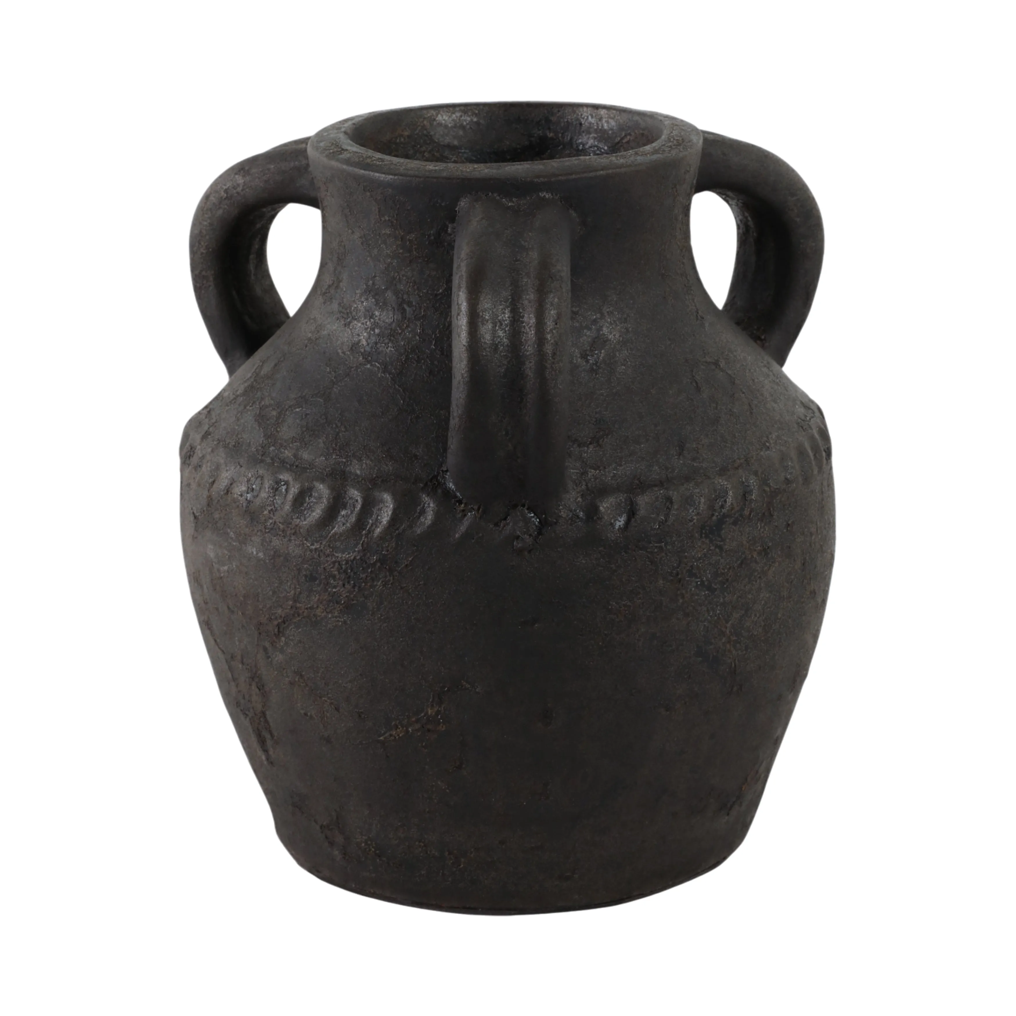 Terracotta, 10" Triple Handle Jug, Black