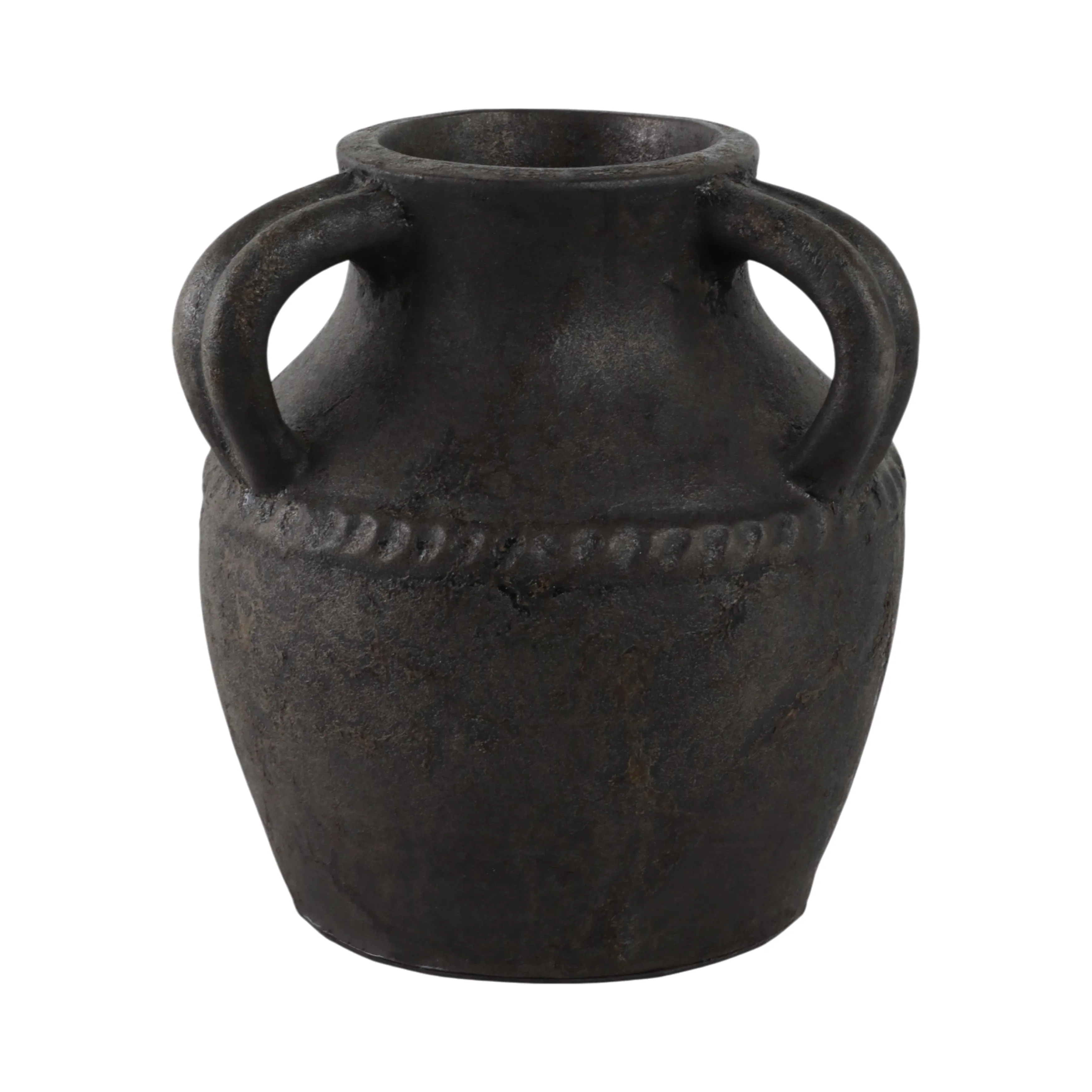 Terracotta, 10" Triple Handle Jug, Black