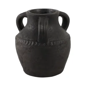 Terracotta, 10" Triple Handle Jug, Black