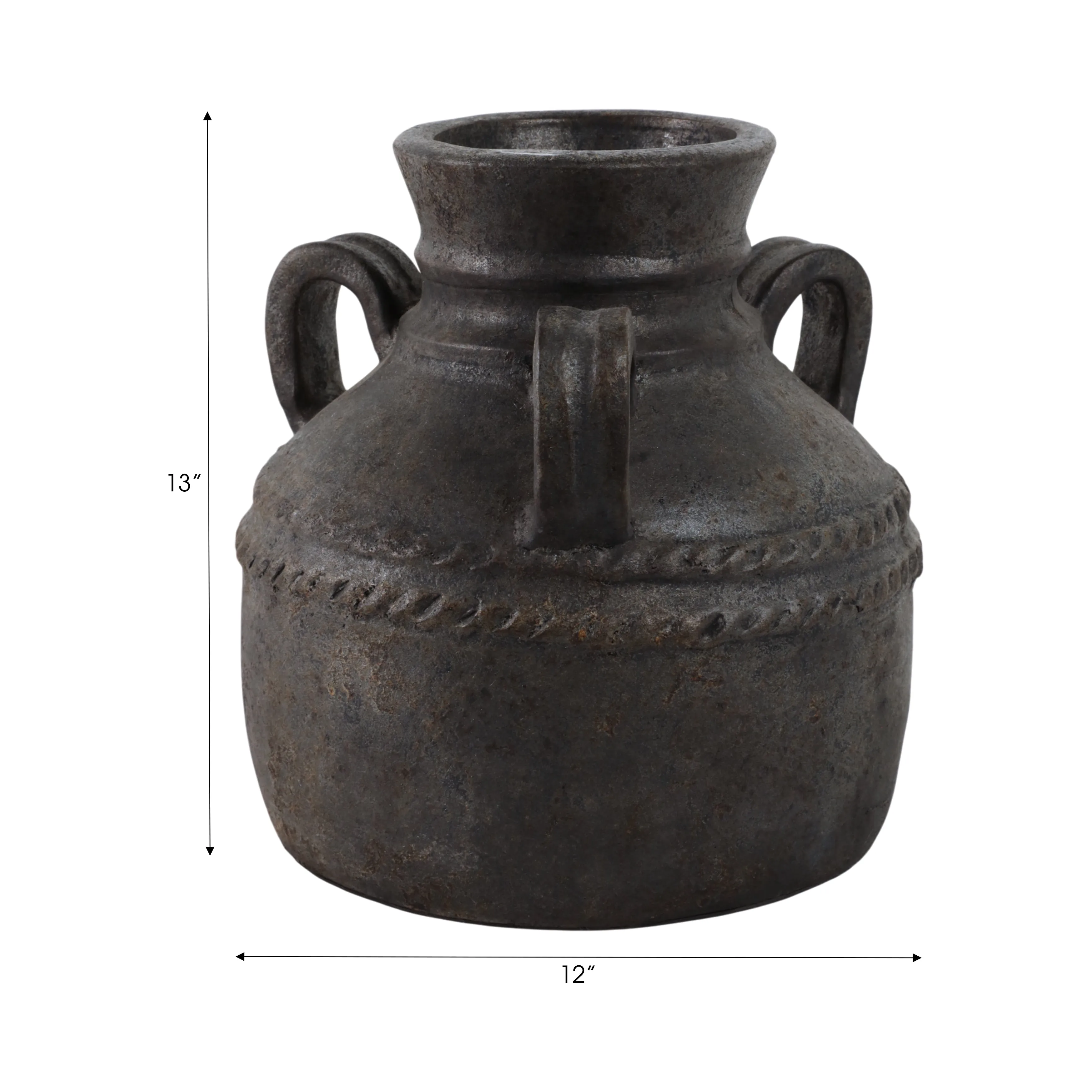 Terracotta, 12" Triple Handle Jug, Black