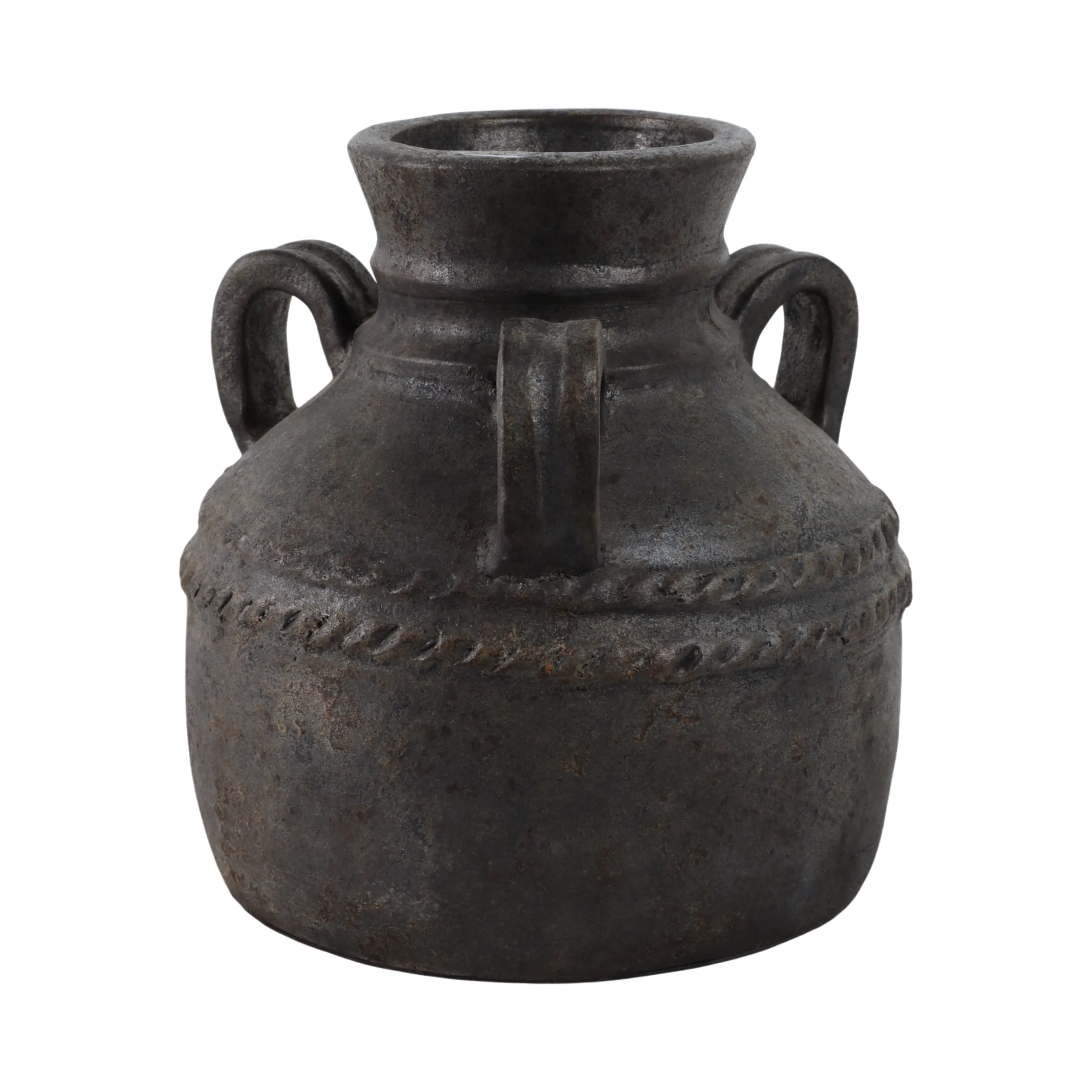 Terracotta, 12" Triple Handle Jug, Black