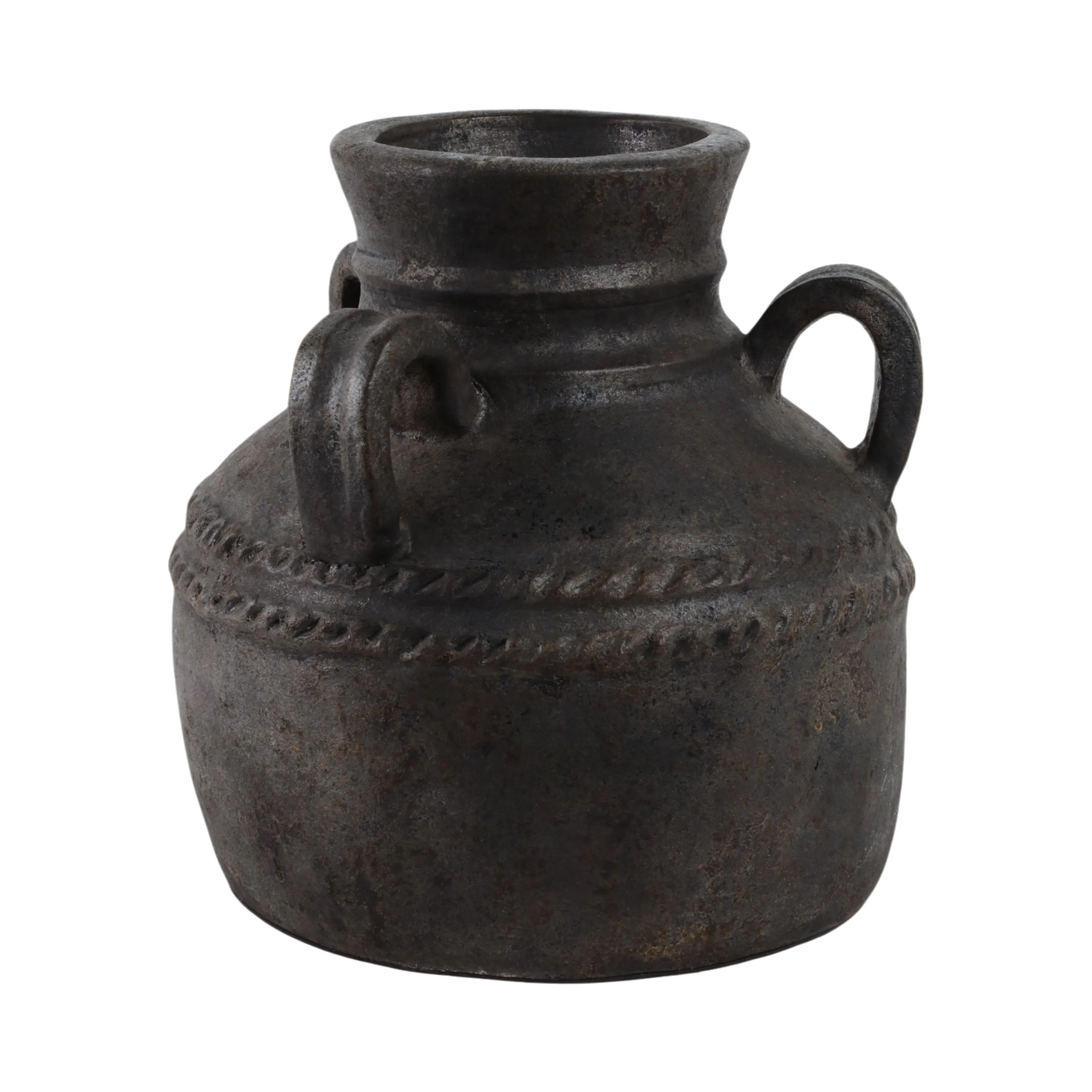 Terracotta, 12" Triple Handle Jug, Black