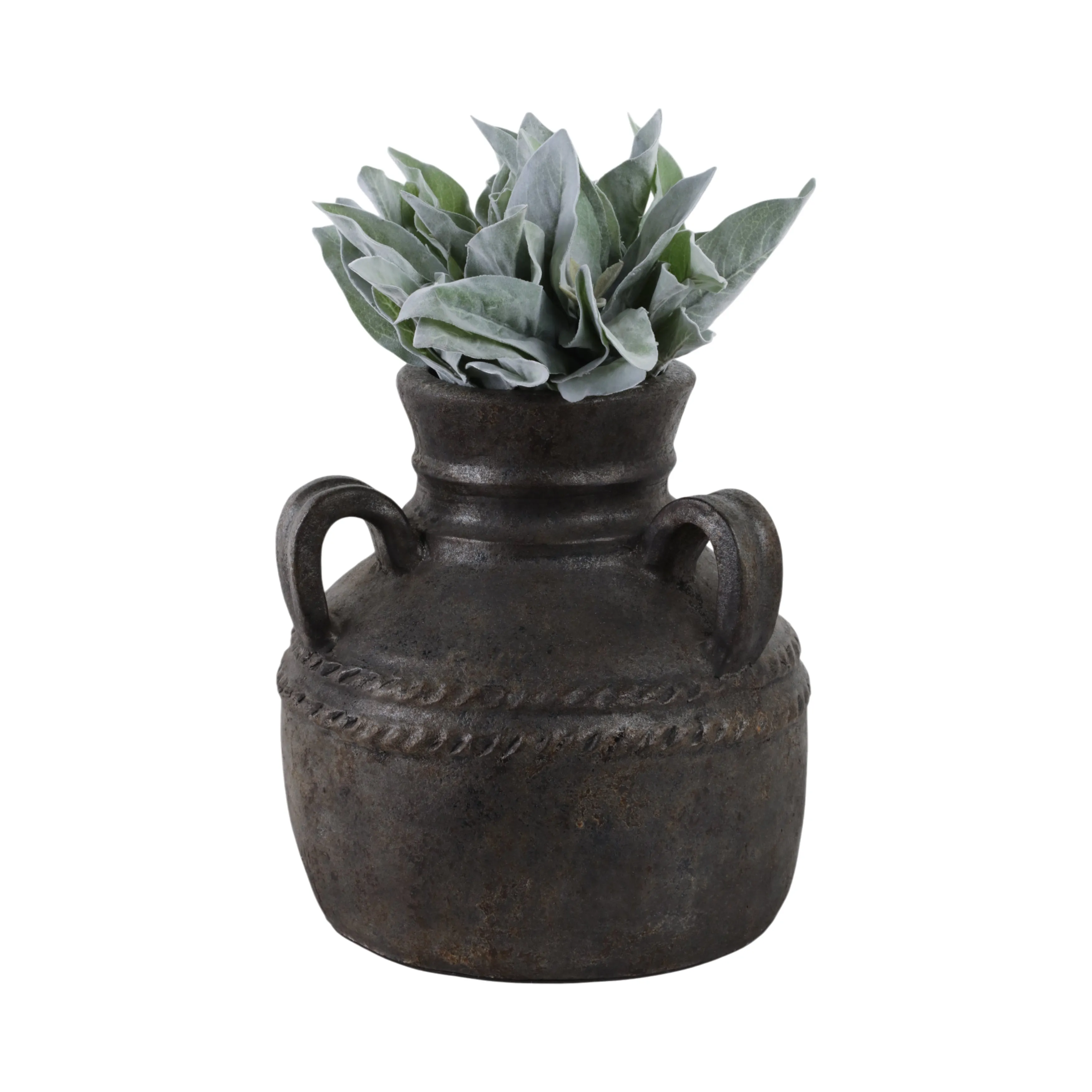 Terracotta, 12" Triple Handle Jug, Black