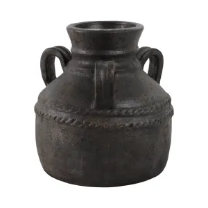 Terracotta, 12" Triple Handle Jug, Black