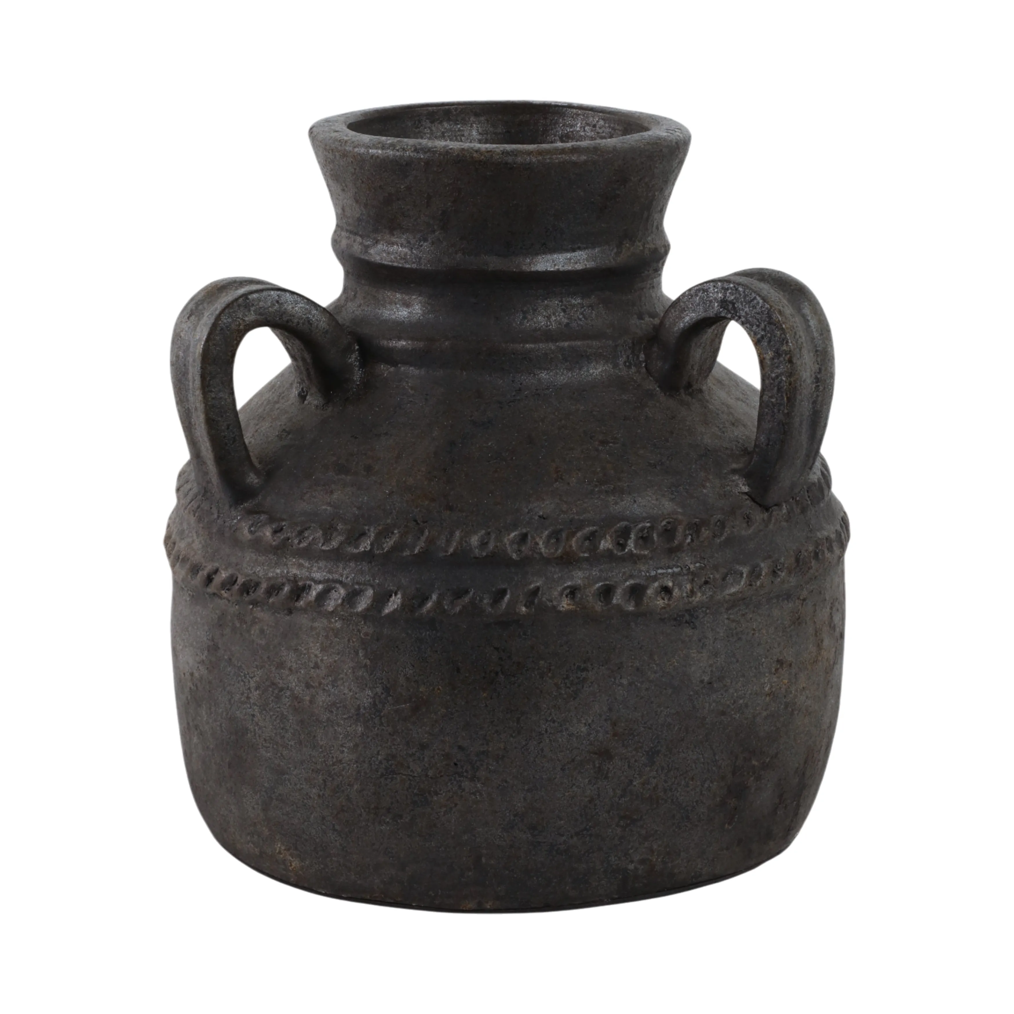 Terracotta, 12" Triple Handle Jug, Black