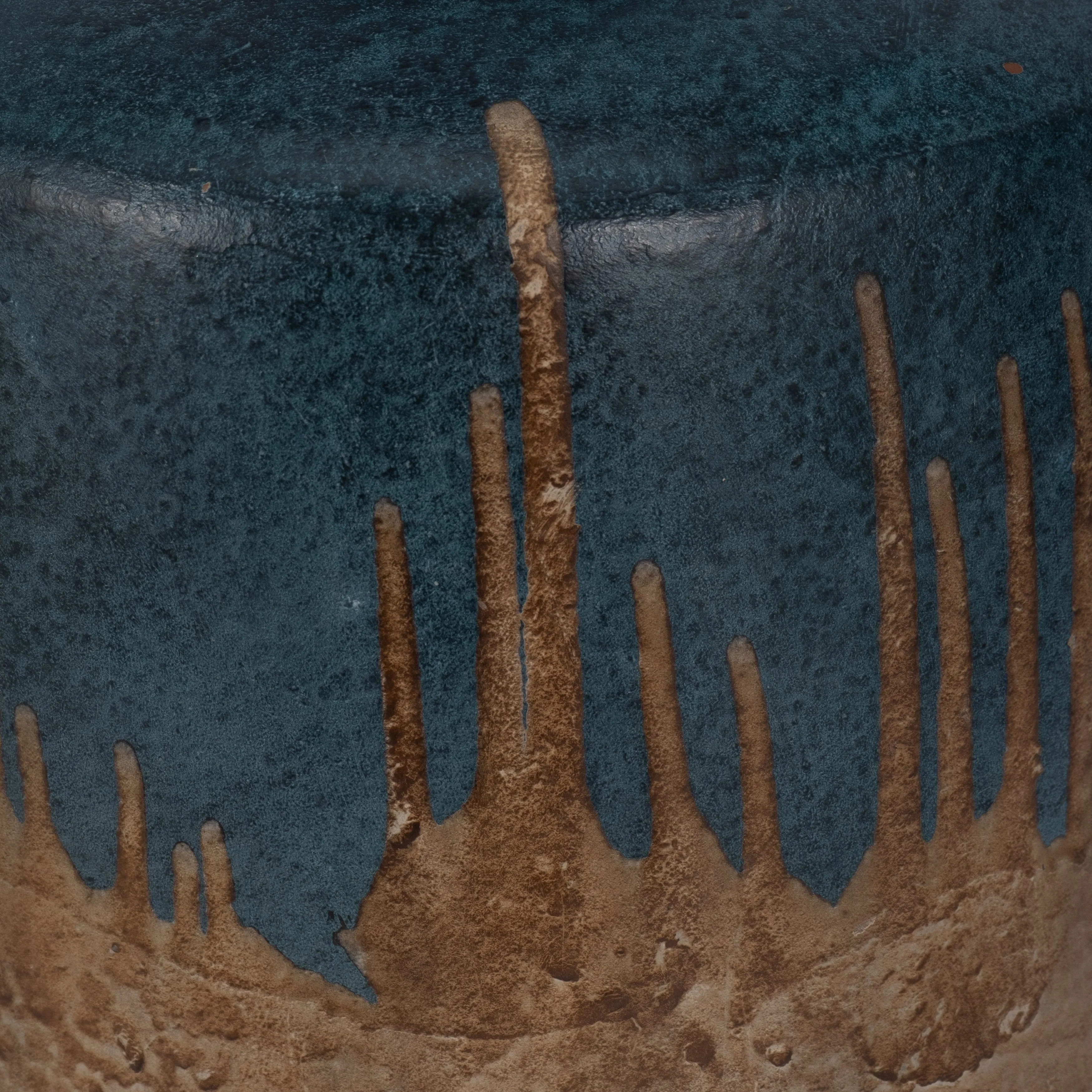 TERRACOTTA, 12"H 2-TONE VASE, BLUE/IVORY