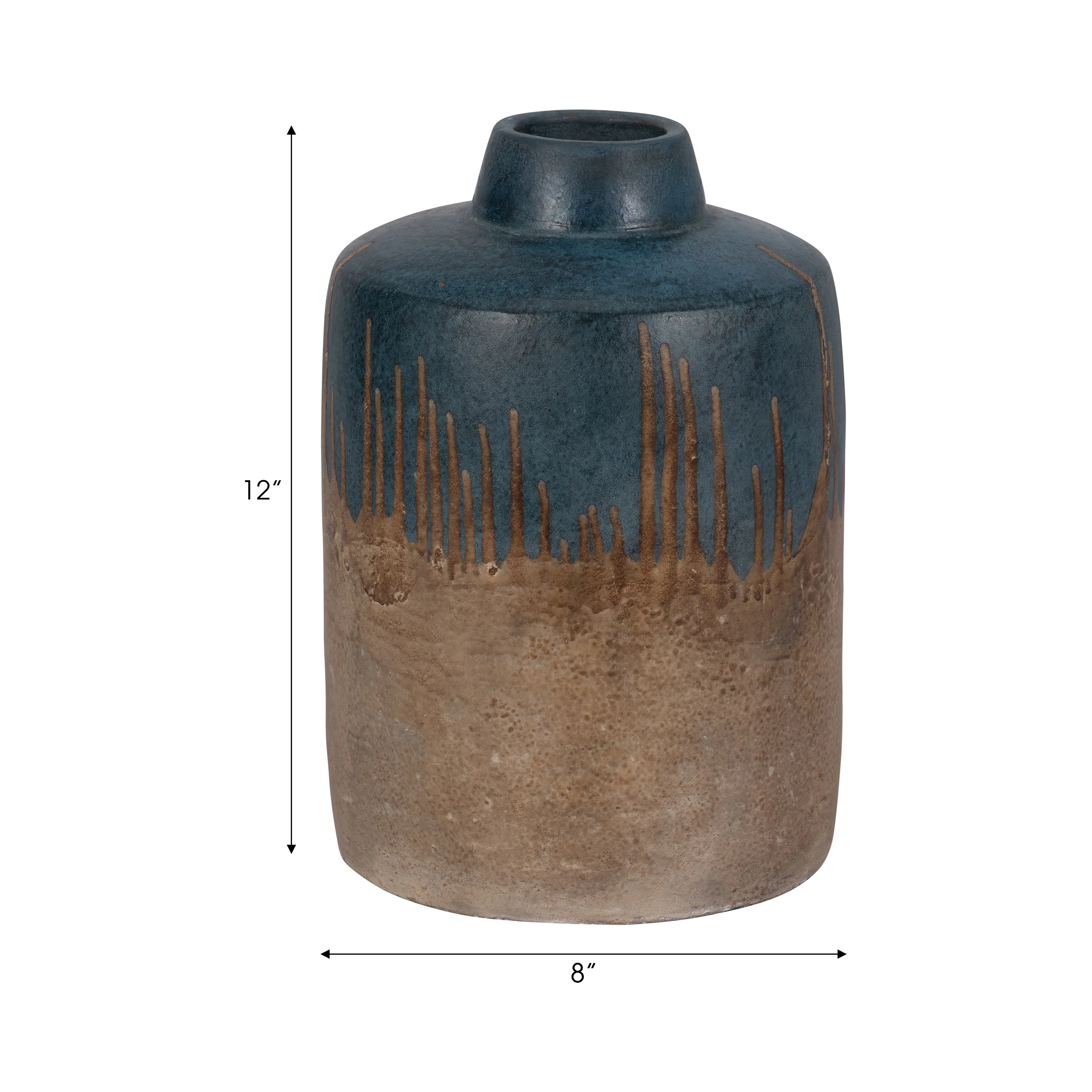TERRACOTTA, 12"H 2-TONE VASE, BLUE/IVORY