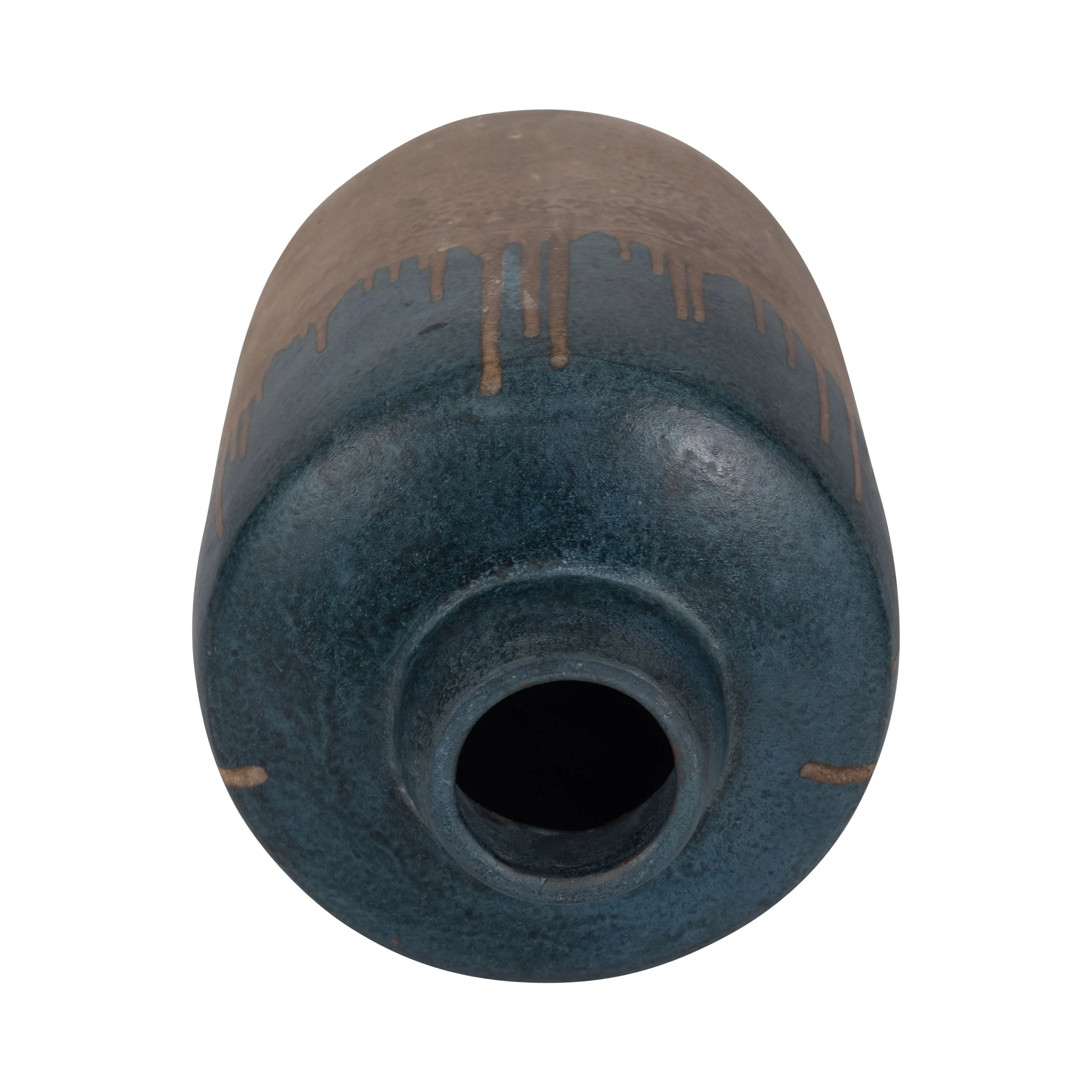 TERRACOTTA, 12"H 2-TONE VASE, BLUE/IVORY