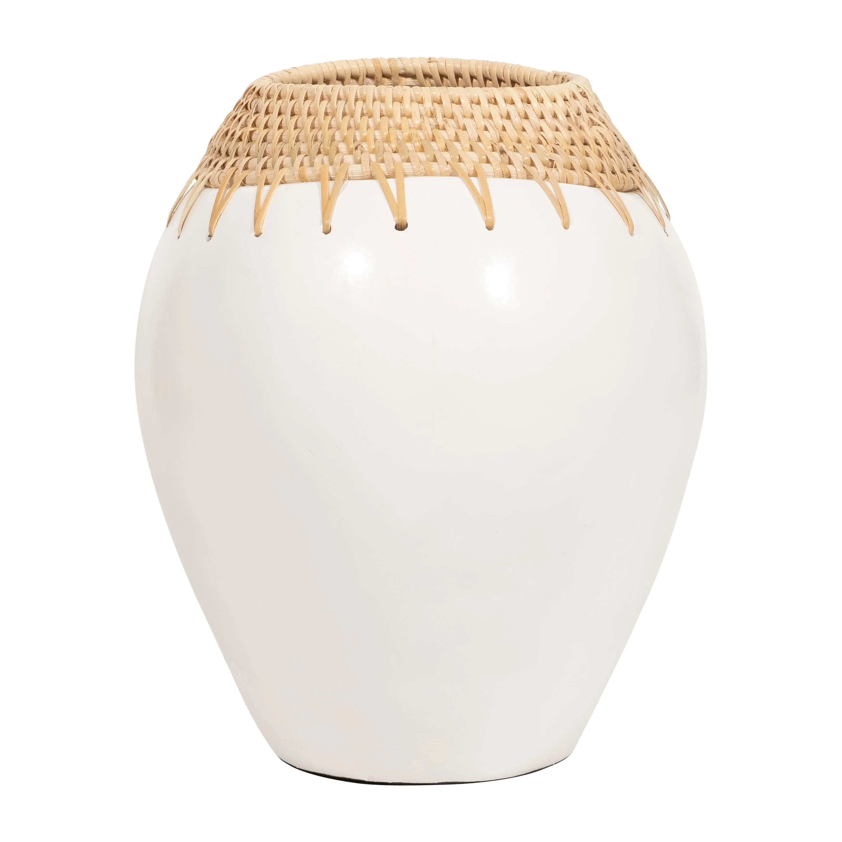 TERRACOTTA, 12"H VASE, WHITE/BROWN
