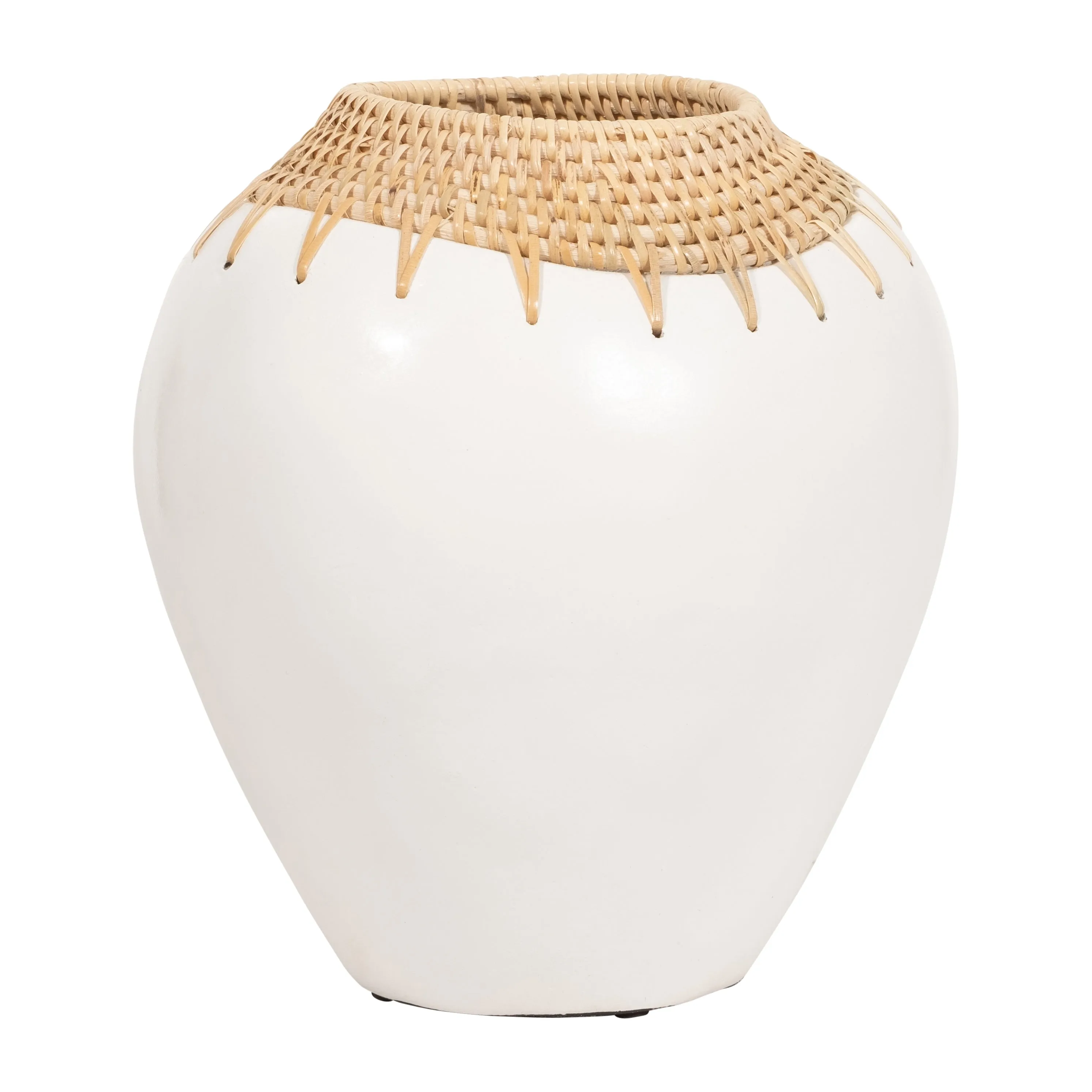TERRACOTTA, 12"H VASE, WHITE/BROWN