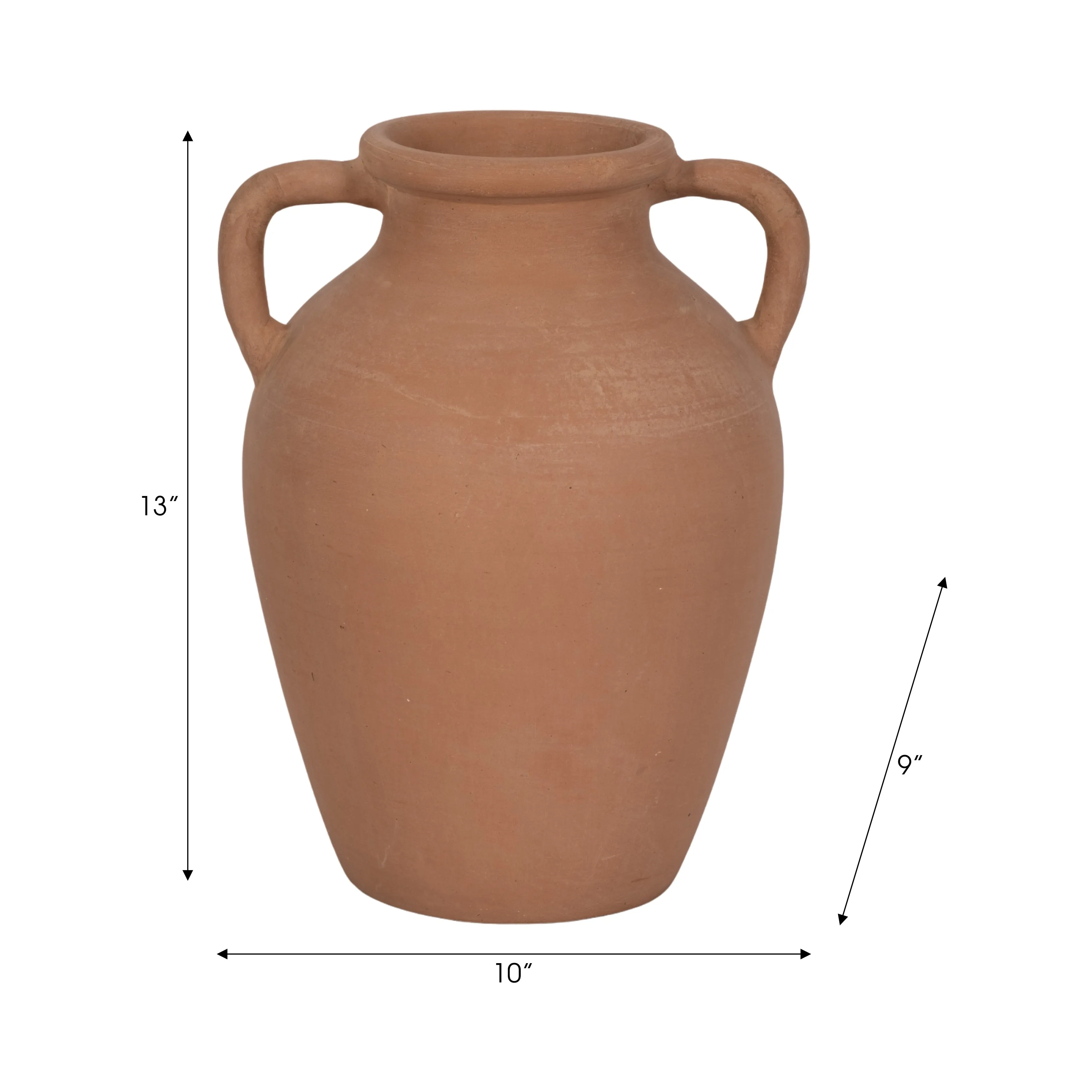 TERRACOTTA, 13" VASE WITH HANDLES, NATURAL