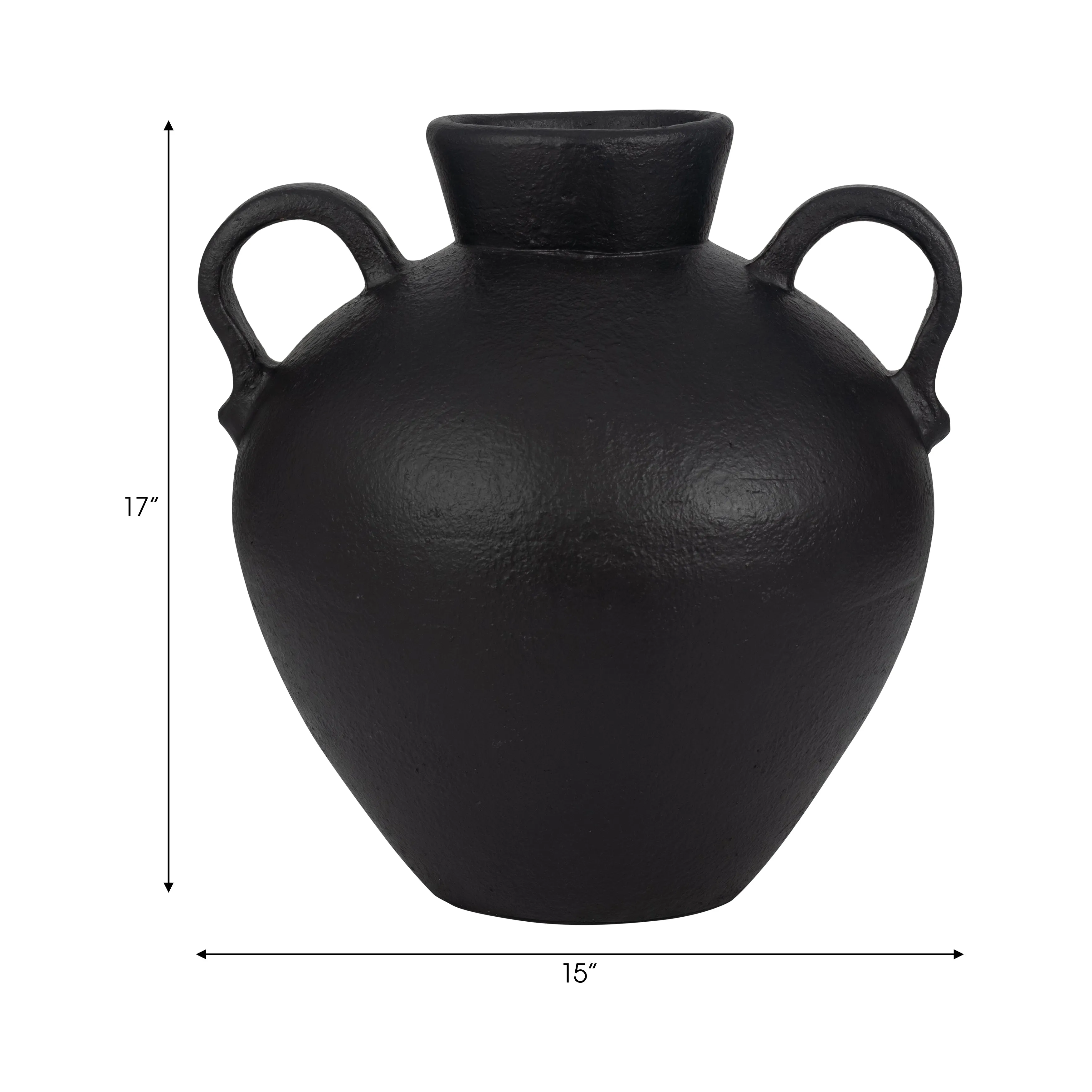 TERRACOTTA, 17" ORGANIC JUG WITH 2 HANDLES, BLACK
