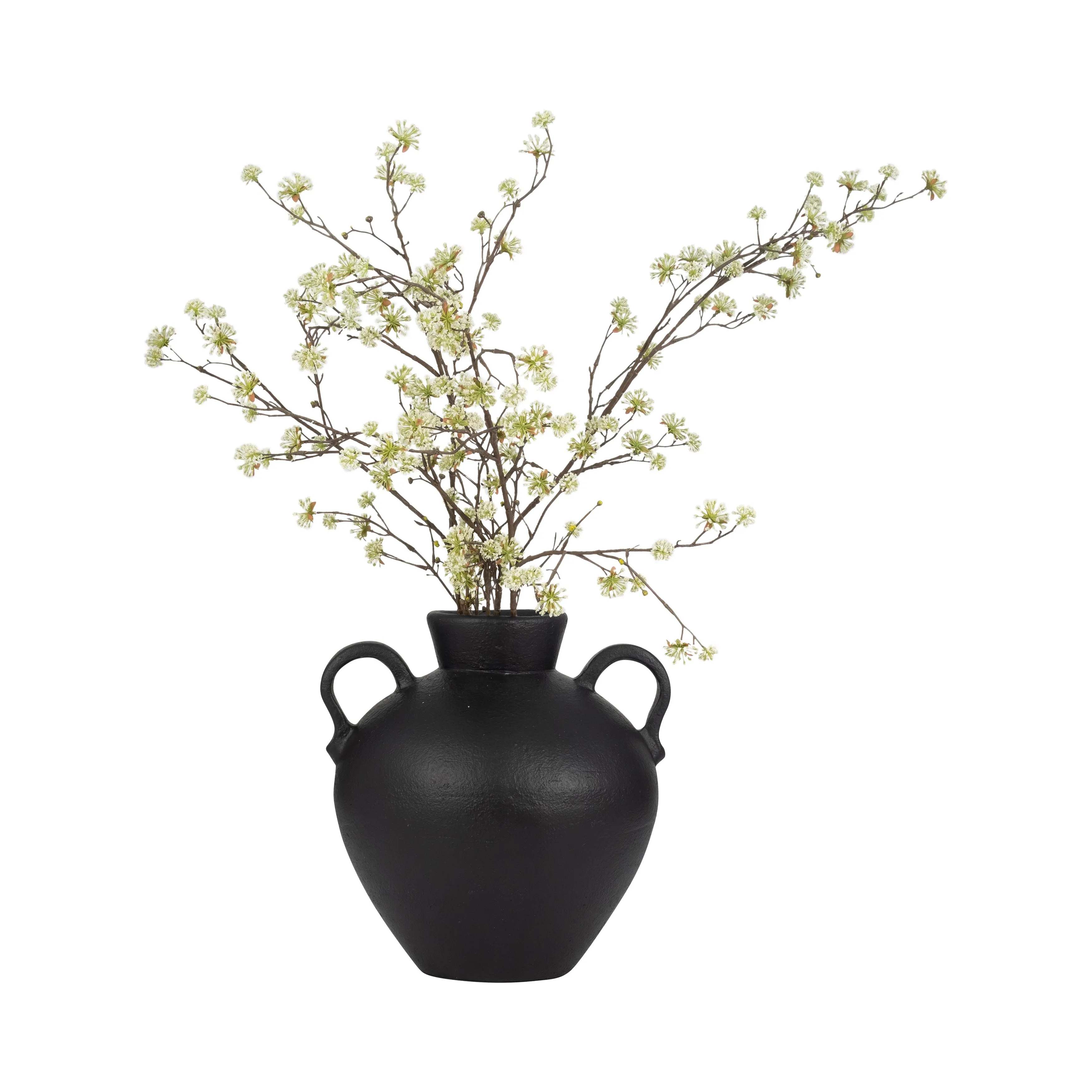 TERRACOTTA, 17" ORGANIC JUG WITH 2 HANDLES, BLACK