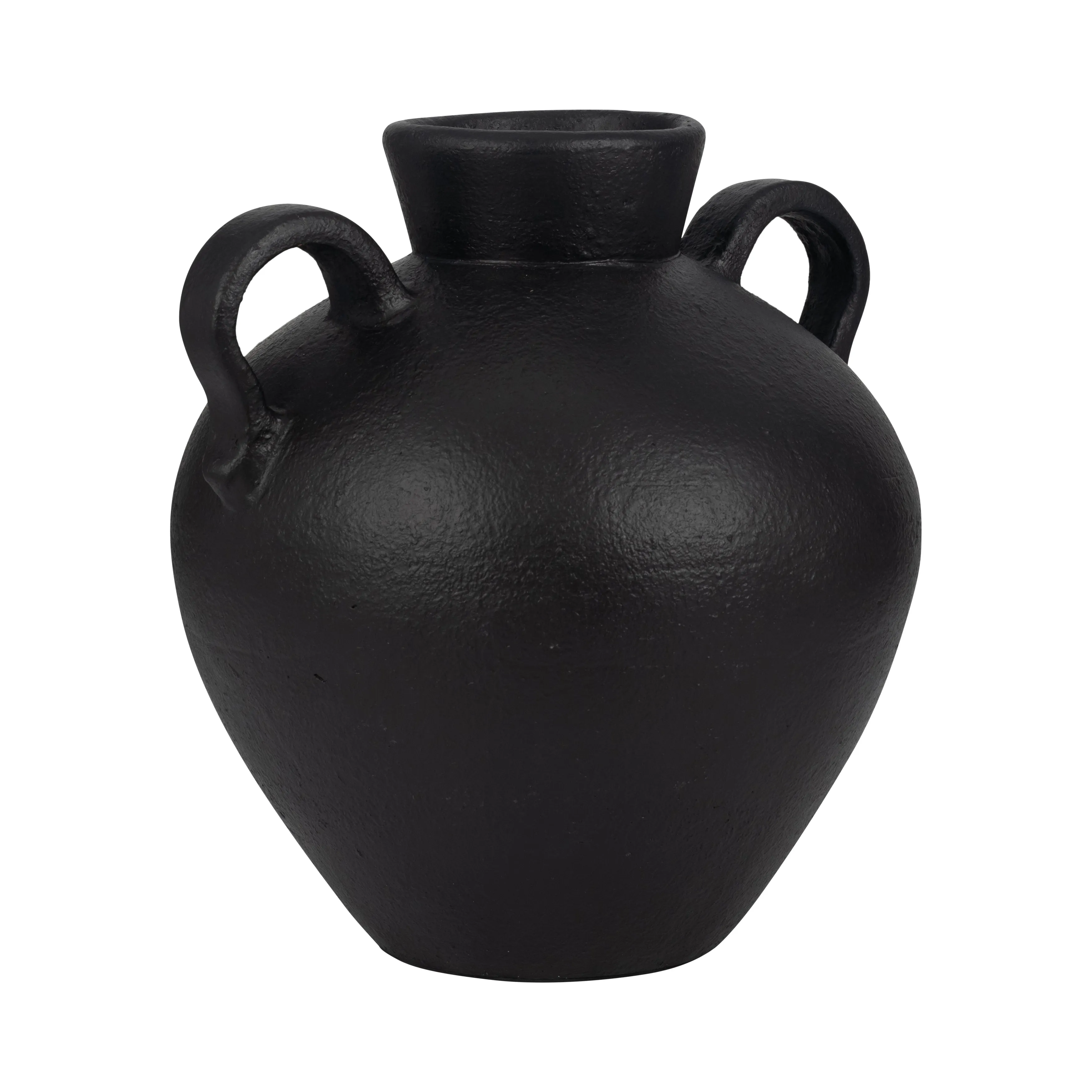 TERRACOTTA, 17" ORGANIC JUG WITH 2 HANDLES, BLACK