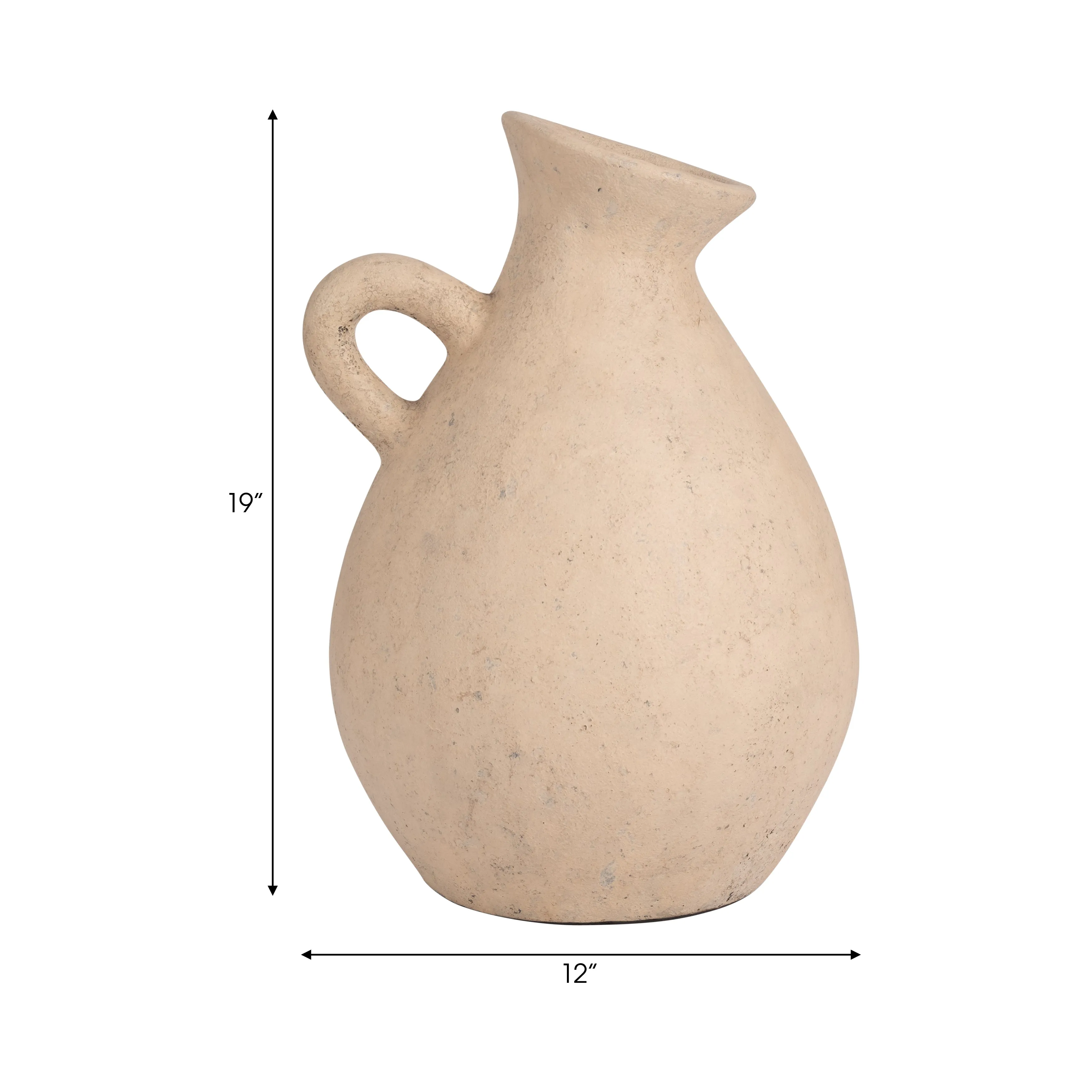 TERRACOTTA, 19" ORGANIC JUG WITH HANDLE, IVORY