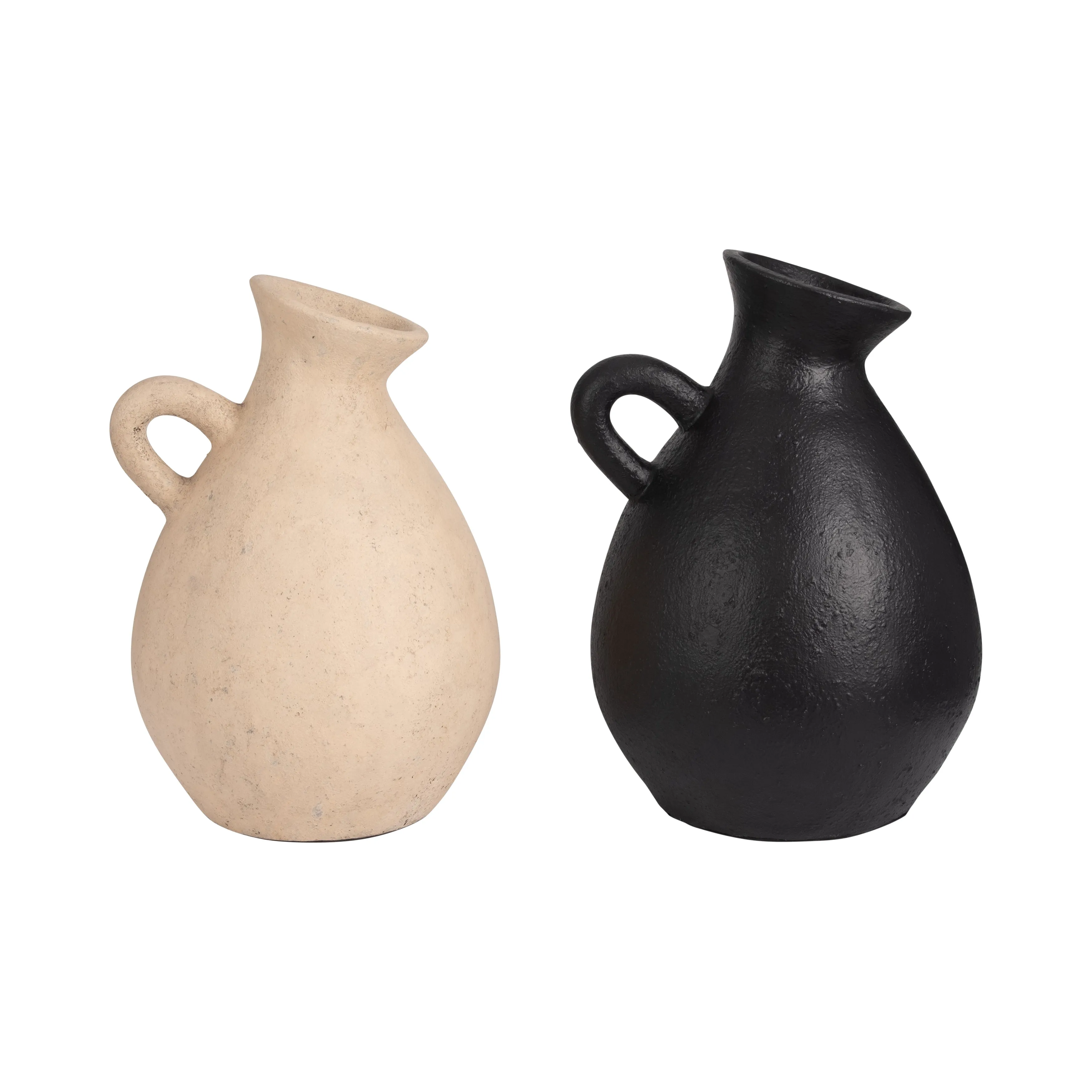 TERRACOTTA, 19" ORGANIC JUG WITH HANDLE, IVORY