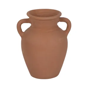 TERRACOTTA, 9" VASE WITH HANDLES, NATURAL