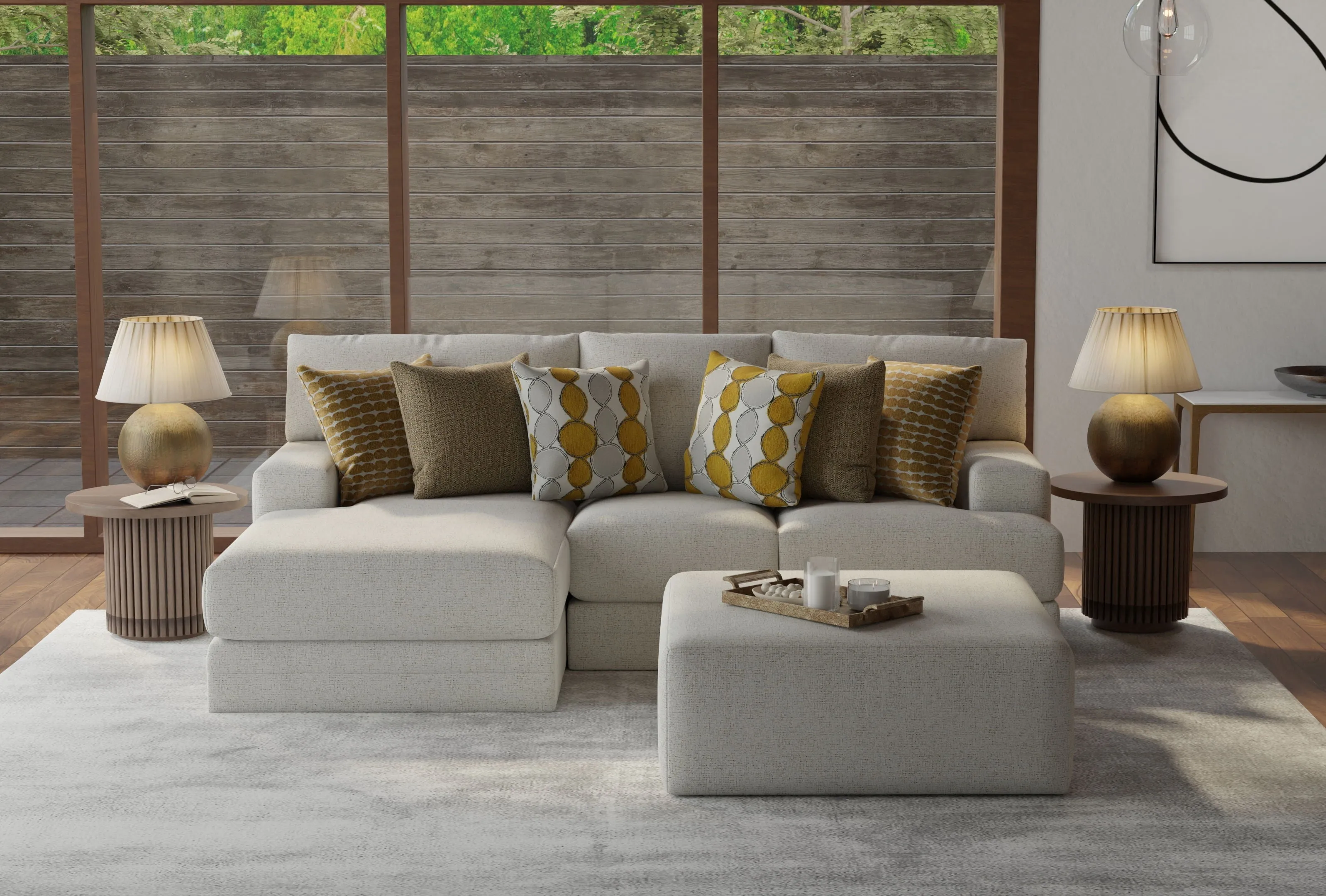 Tori - Sectional With Comfort Coil Seating, Cocktail Ottoman And Accent Pillows Included