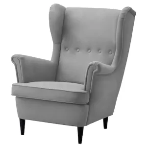 Velvet Chair king with Two Wings - Gray - E3