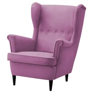 Velvet Chair king with Two Wings - Light Purple - E3