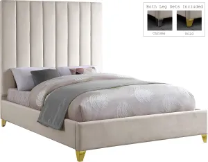 Via Cream Velvet Queen Bed