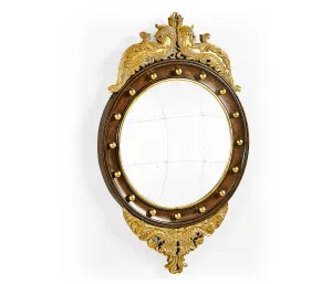 Windsor Collection - Regency walnut & gilt round convex glomis mirror (Small)