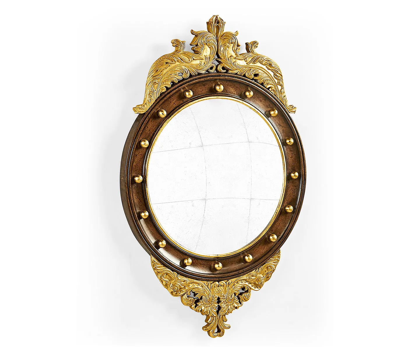 Windsor Collection - Regency walnut & gilt round convex glomis mirror (Small)